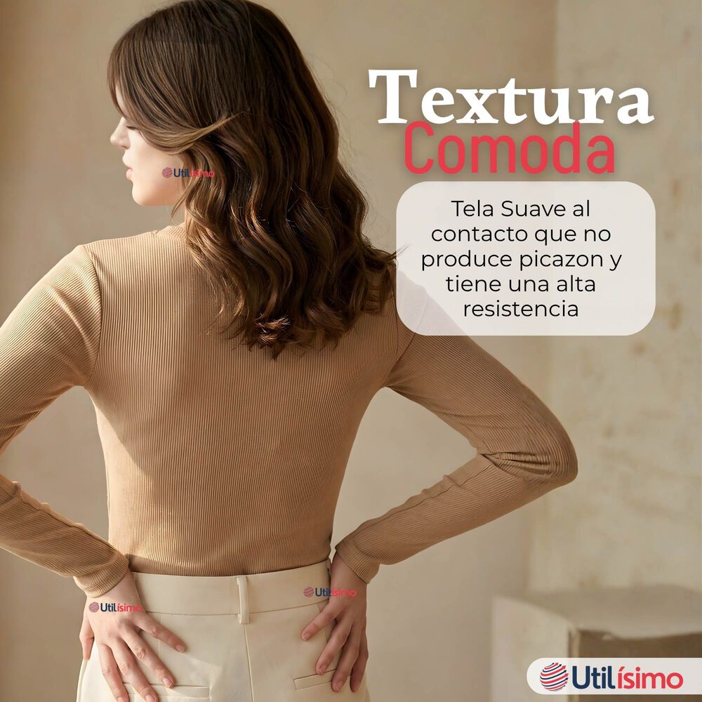 Pack 3 Camisetas Polar Polera Cuello Redondo Mujer Manga Larga Tela Acanalada Colores Surtidos image number 8.0