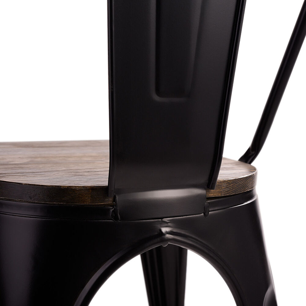 Pack 4 Silla Tolix Vintage Con Asiento De Madera Negro image number 5.0