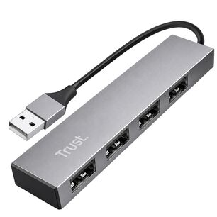 Hub Usb Trust Halyx 4 Puertos Usb 2.0 Flat Aluminium High Speed