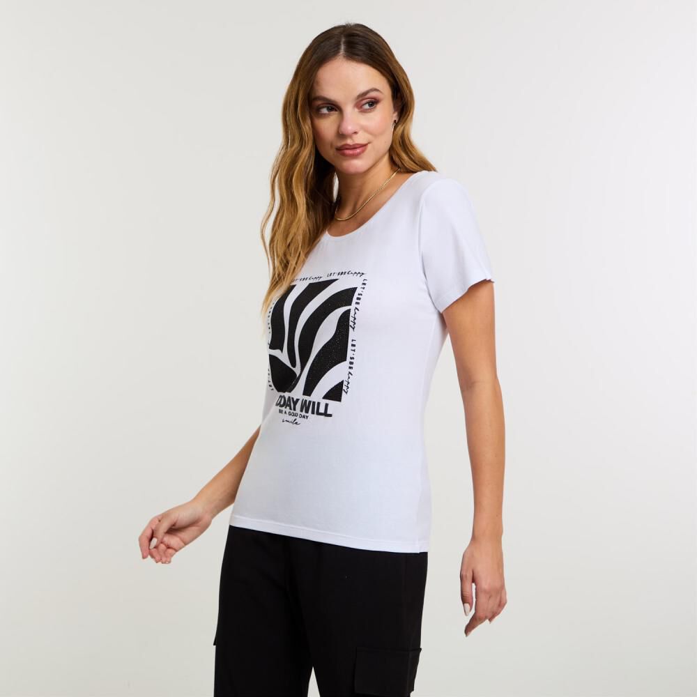 Polera Print Delantero Fozalizado Manga Corta Cuello Redondo Mujer Kimera image number 2.0