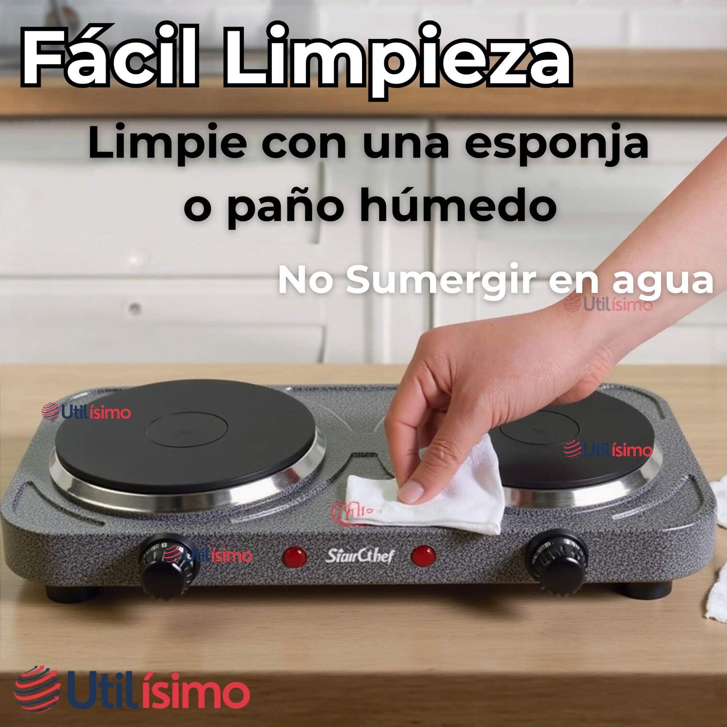 Cocina El&eacute;ctrica 2 Platos Cocinilla Port&aacute;til 2000w De Potencia image number 4.0