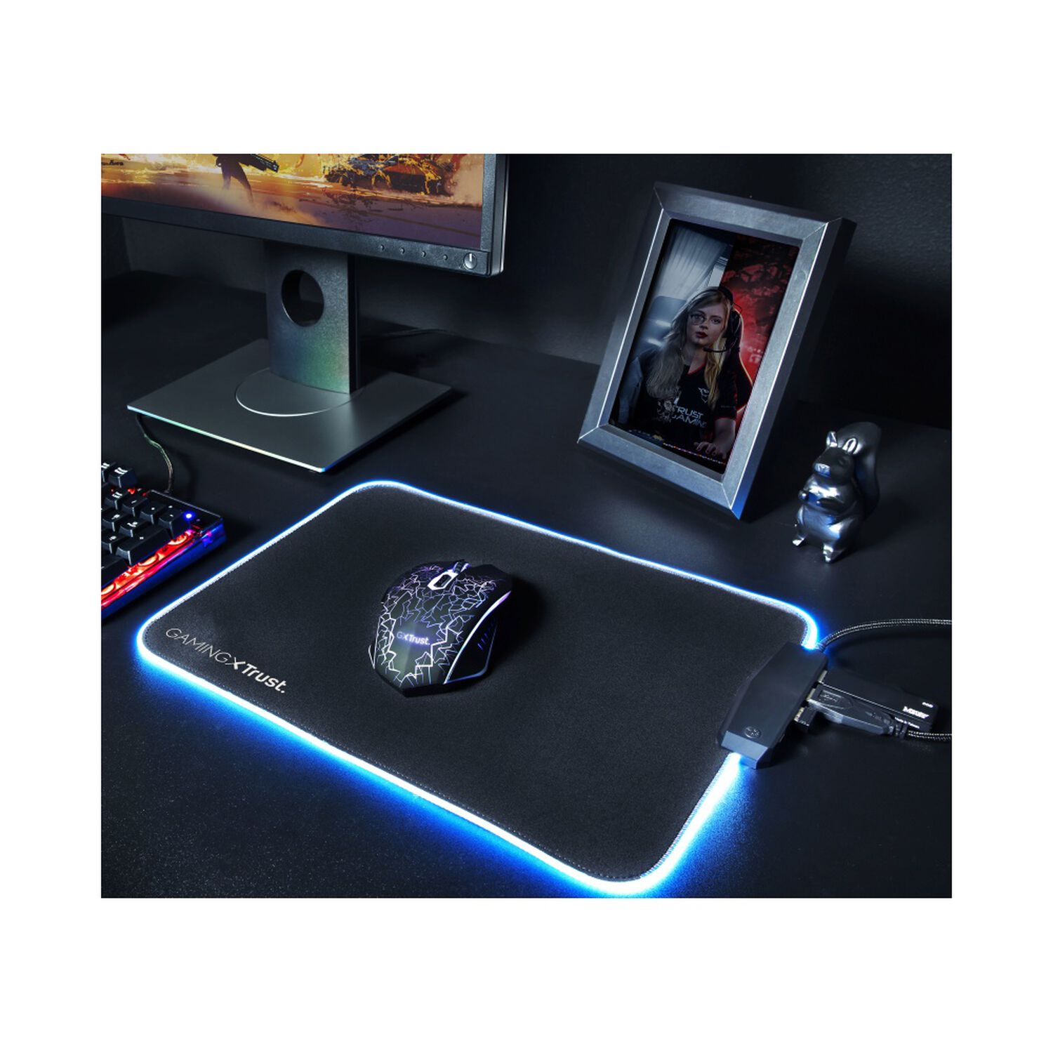 Mouse Pad Gamer Trust Glide L Rgb Con Hub Usb 4 Puertos image number 8.0