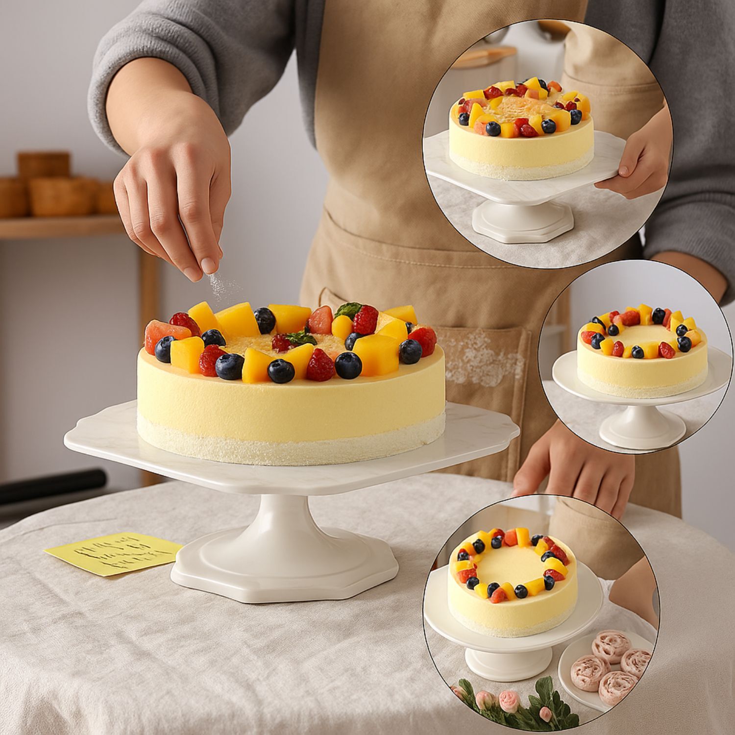 Set 6 Bandeja Base Redonda Torta Pastel Carton Plateado 22cm image number 1.0