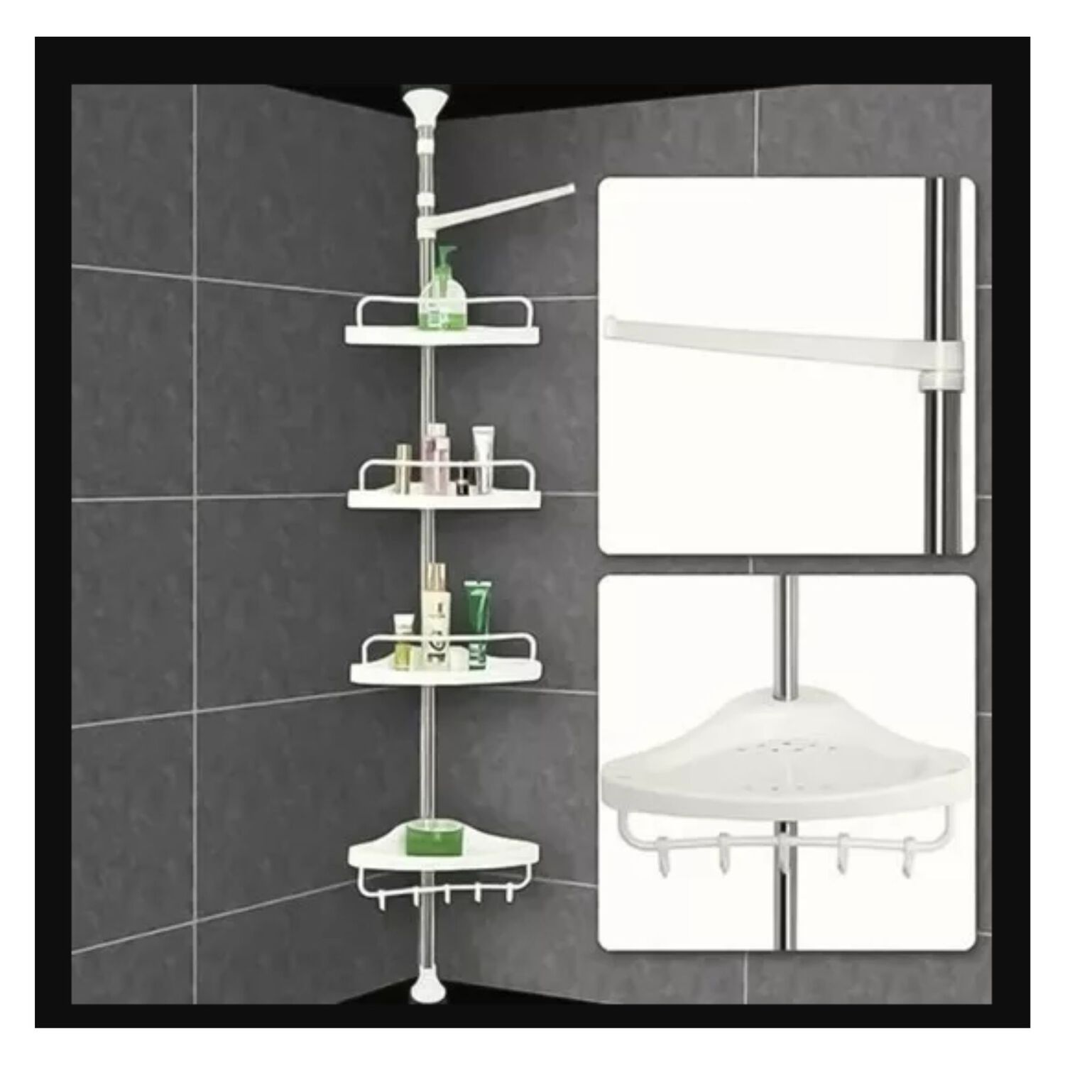 Organizador Esquinero Ducha Ba&ntilde;o Multiuso 4 Pisos Ajustable image number 4.0