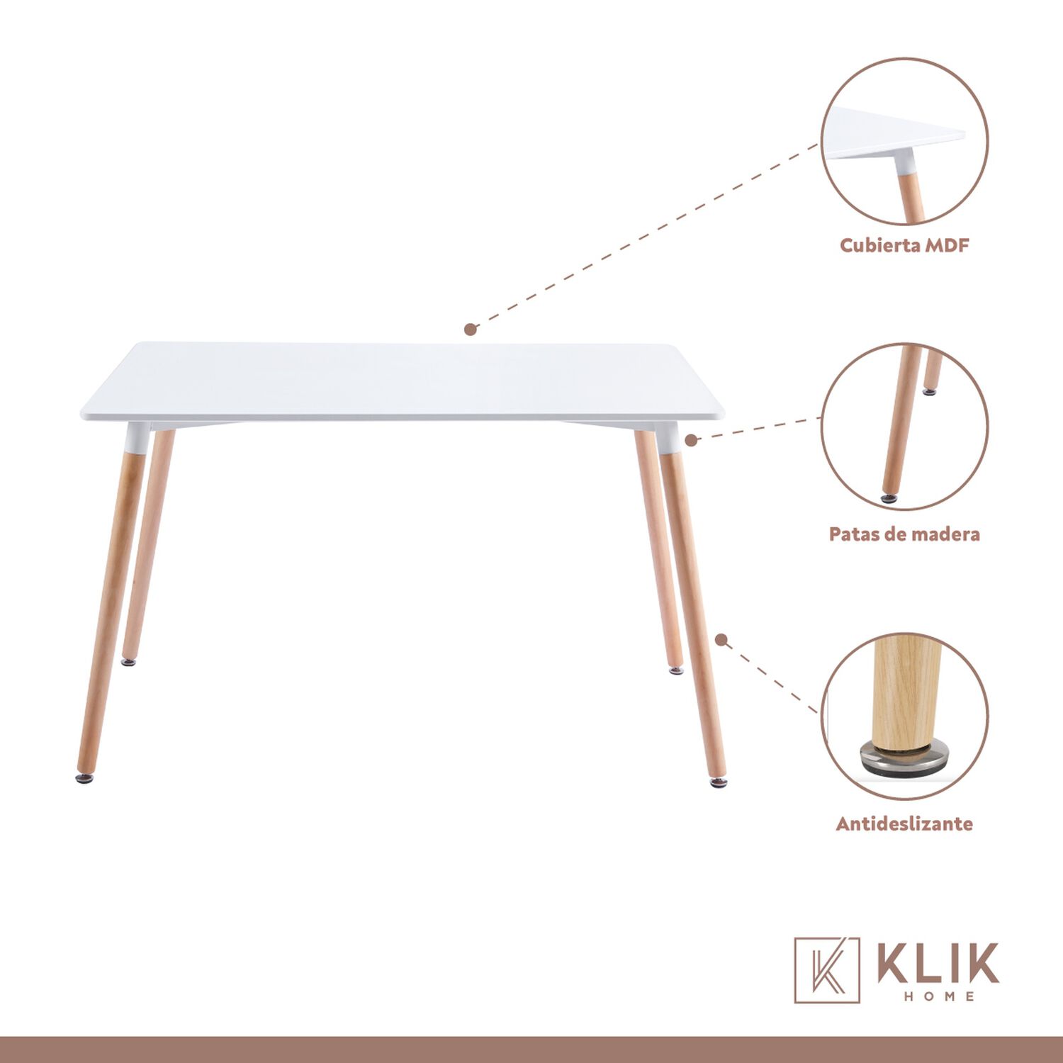 Comedor Rectangular Blanca 120x80cms + 6 Silla Crossback Danubio Menta image number 3.0