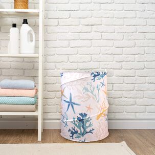 Cesto Para Ropa Plegable Nautica Home 42x55cm Corales De Mar