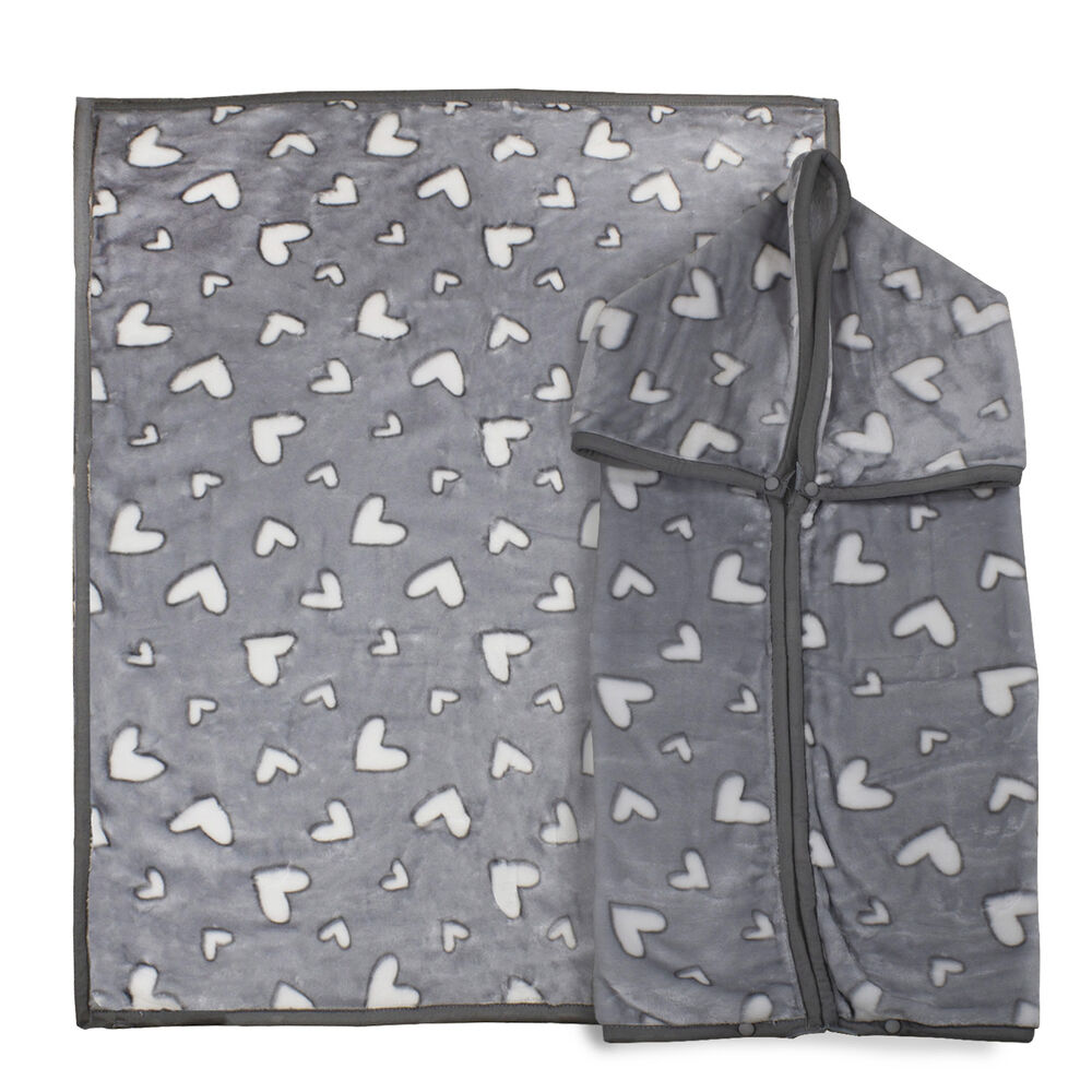 Saco Con Broche Ultra Soft Corazones 80x110cm Gris Bebesit image number 0.0