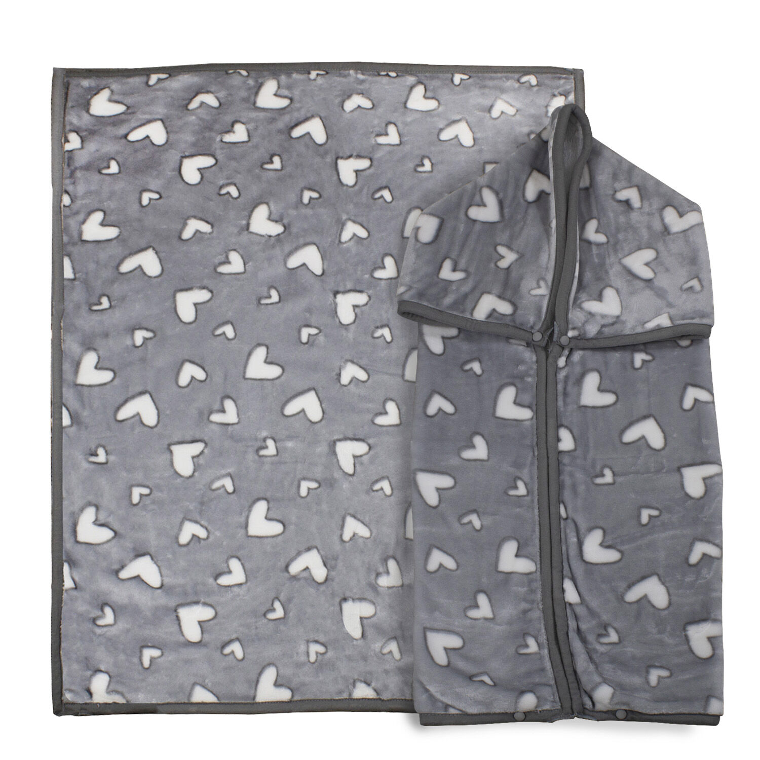 Saco Con Broche Ultra Soft Corazones 80x110cm Gris Bebesit image number 0.0