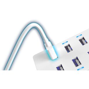 Estaci&oacute;n De Carga M&oacute;vil Usb-a De 10 Puertos Carga Rapida 60w Compatible Con Samsung, Lphone, Lpad Y Mas &ndash; Blanco