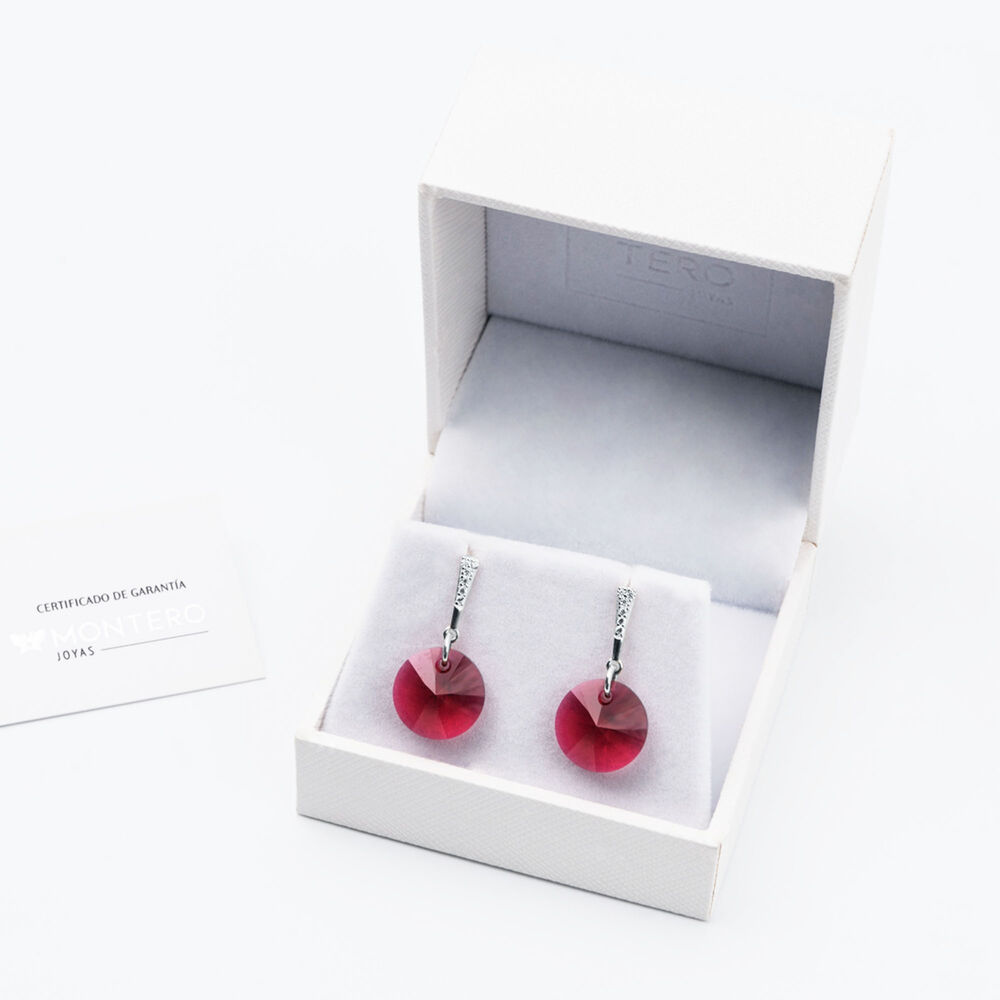 Aros Paris Plata Italiana 925 Y Cristales Genuinos Scarlet image number 2.0