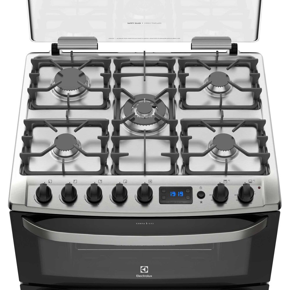 Cocina A Gas 5 Platos Doble Horno Timer Digital 76dba Negra image number 4.0