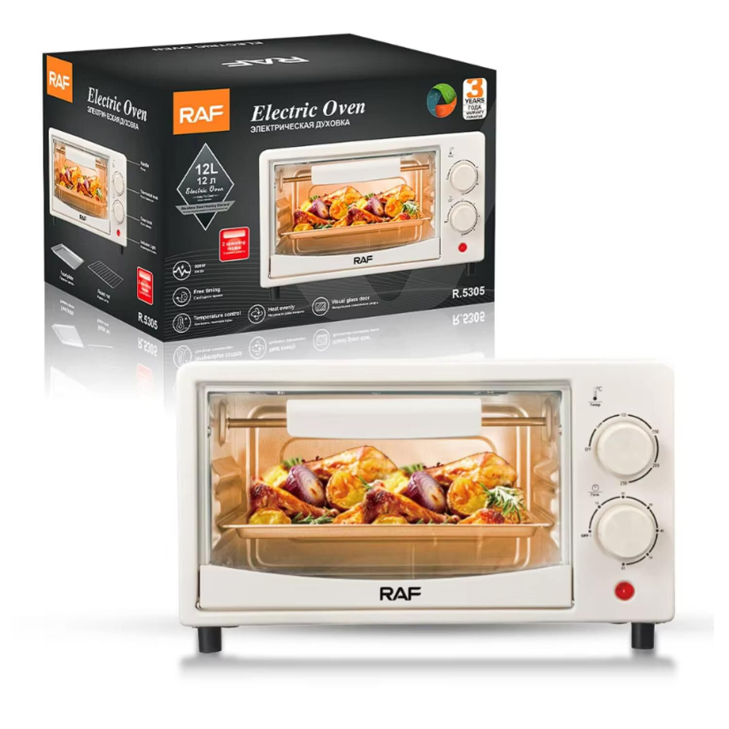 Mini Horno Electrico 12l 800w Blanco R5305w Raf image number 1.0