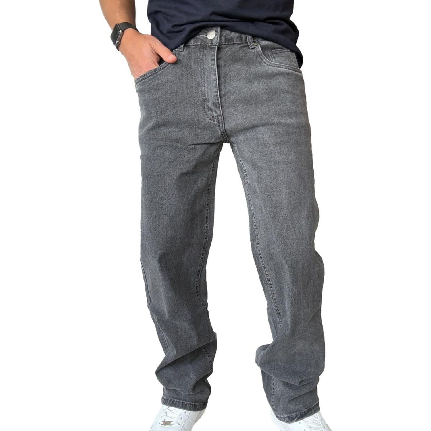 Jeans Elasticados Rectos Straight Fit Gris image number 3.0