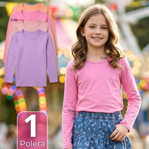Camiseta Polera Bamb&uacute; Cuello Redondo Primera Capa Manga Larga Colores Surtido Ni&ntilde;a