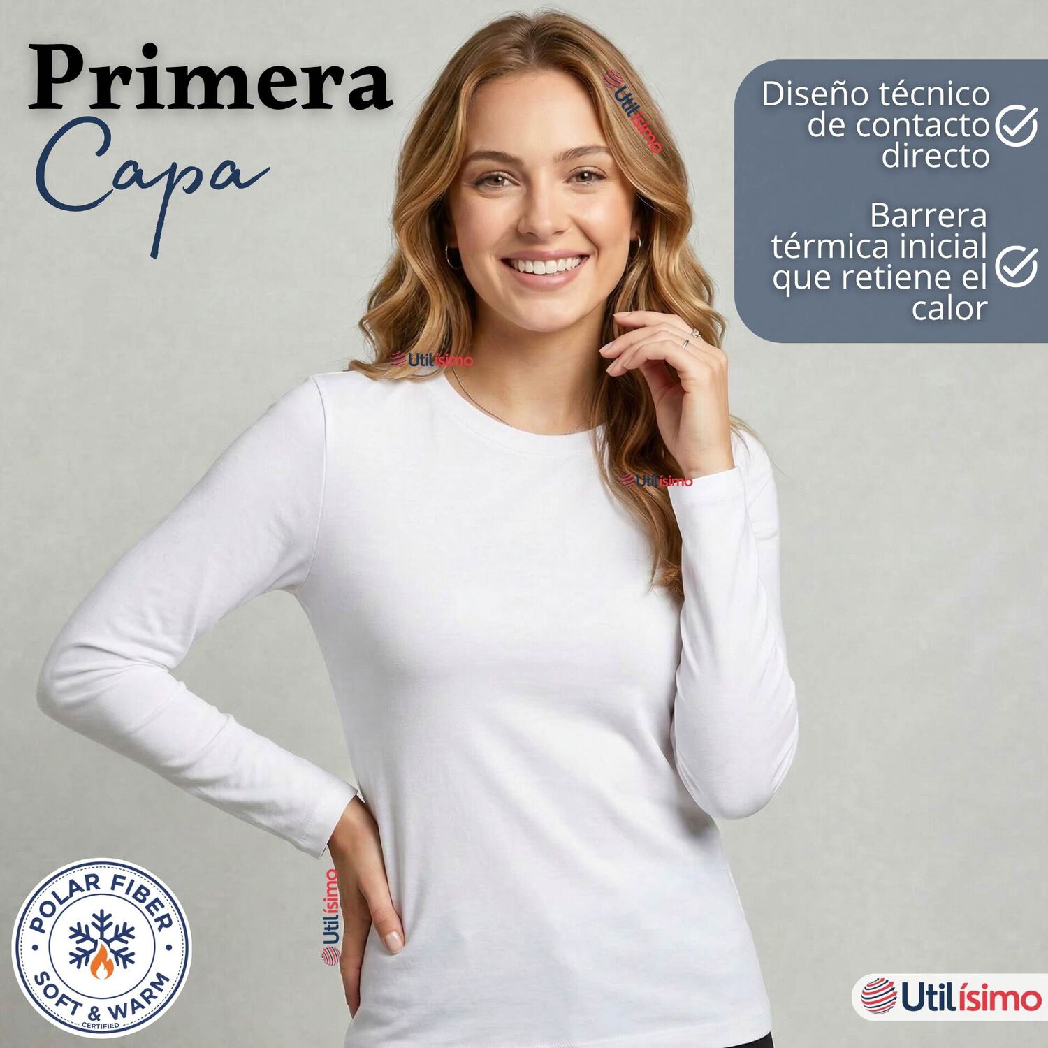 Pack 3 Camisetas Poleras Polar Primera Capa Manga Larga Colores Surtidos Mujer image number 3.0