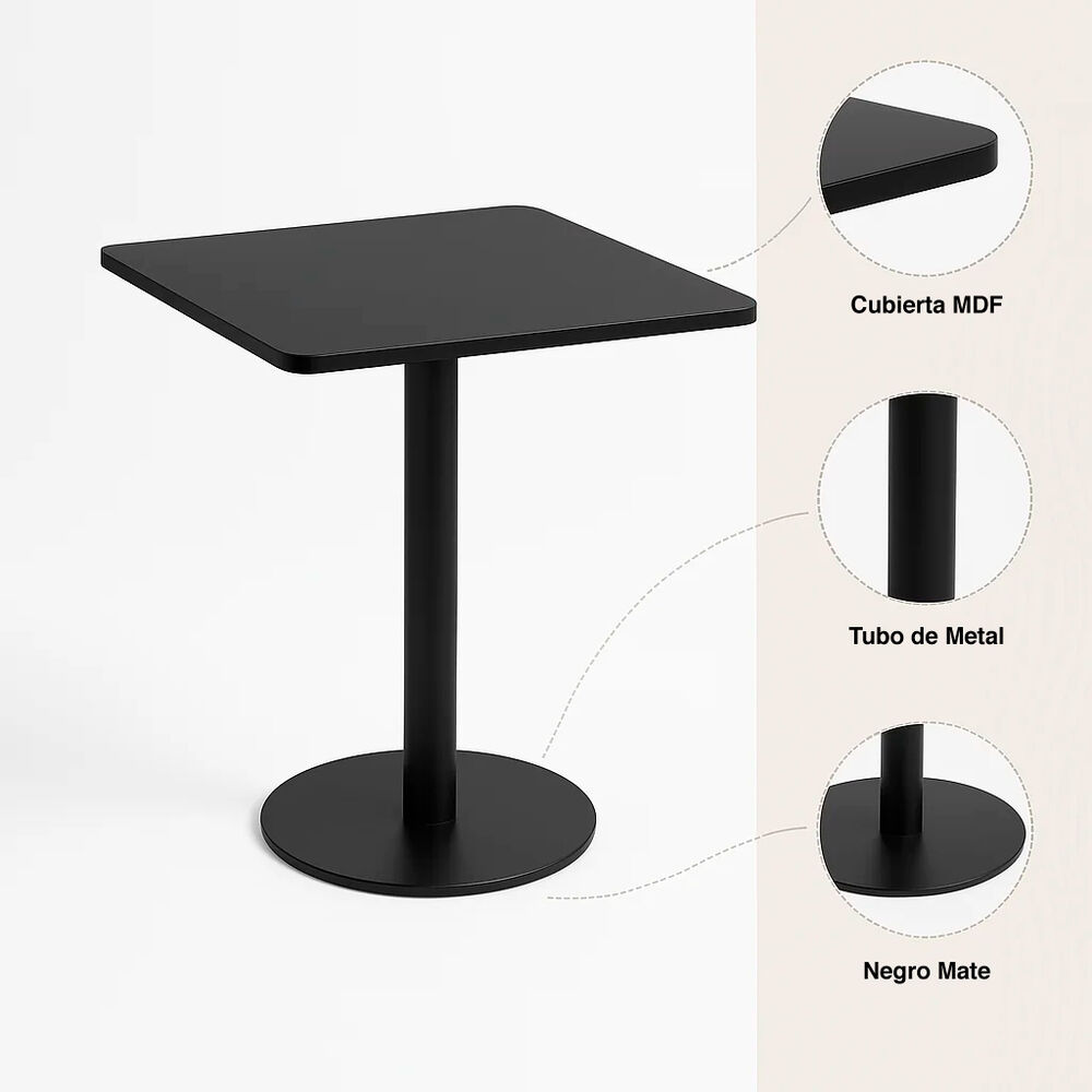 Mesa Restaurant 70x70 Tubo Metal Cubierta Mdf image number 9.0