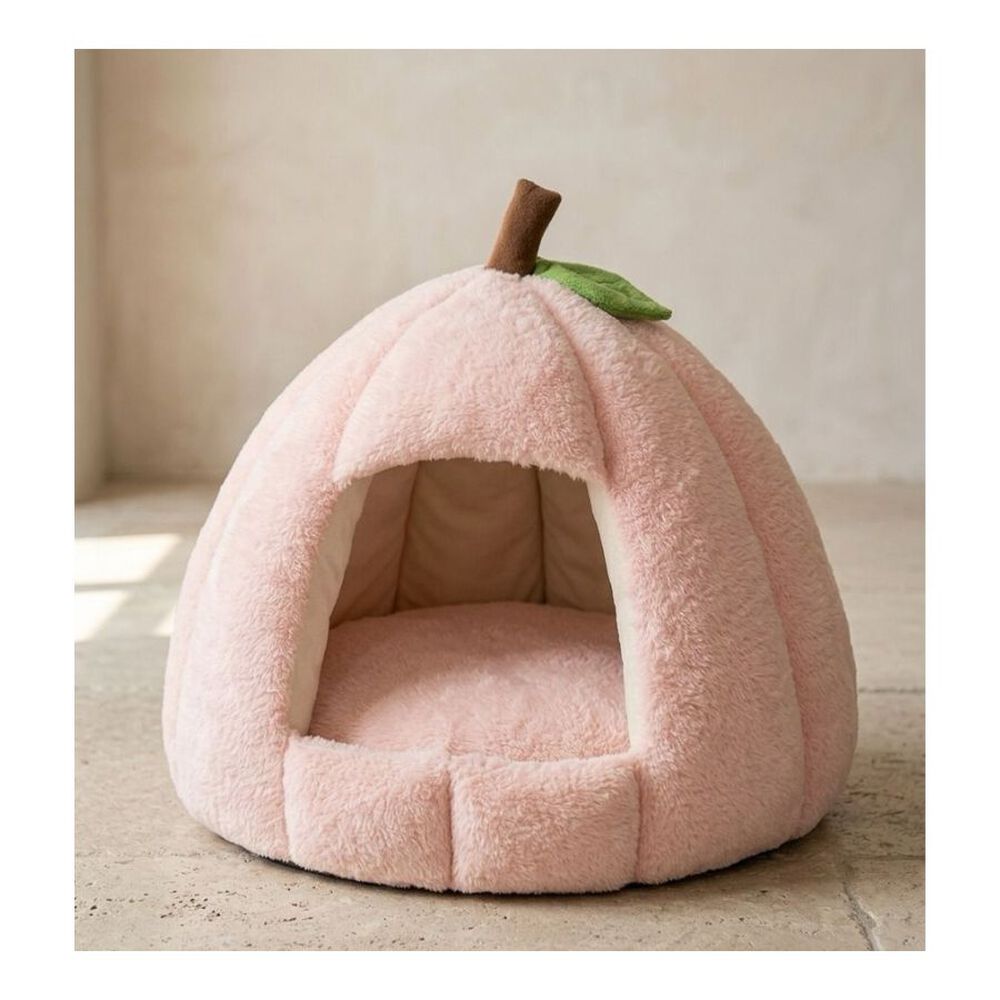 Cama Tipo Cueva Igl&uacute; Para Mascotas Perro Gato Felpa Suave Rosa image number 2.0