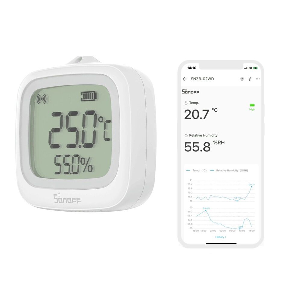 Sensor De Temperatura Humedad Zigbee Sonoff Snzb-02wd Ip65 image number 4.0