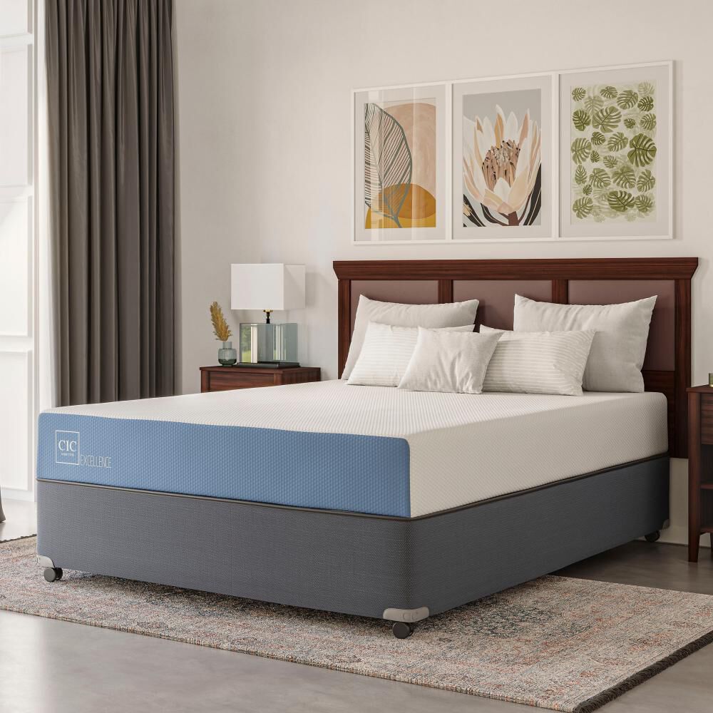 Cama Americana Cic Excellence / 2 Plazas / Base Normal + Set De Maderas + Textil image number 7.0