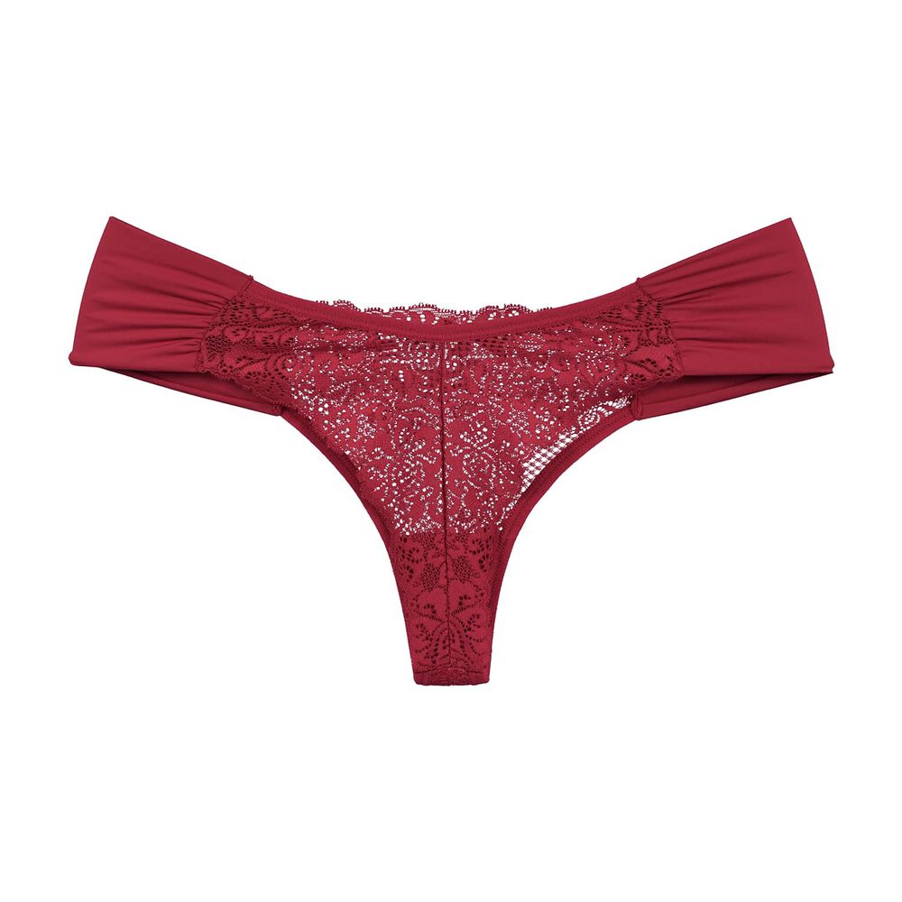 Colaless Lateral Drapeada Y Encaje Rojo 2rios image number 3.0