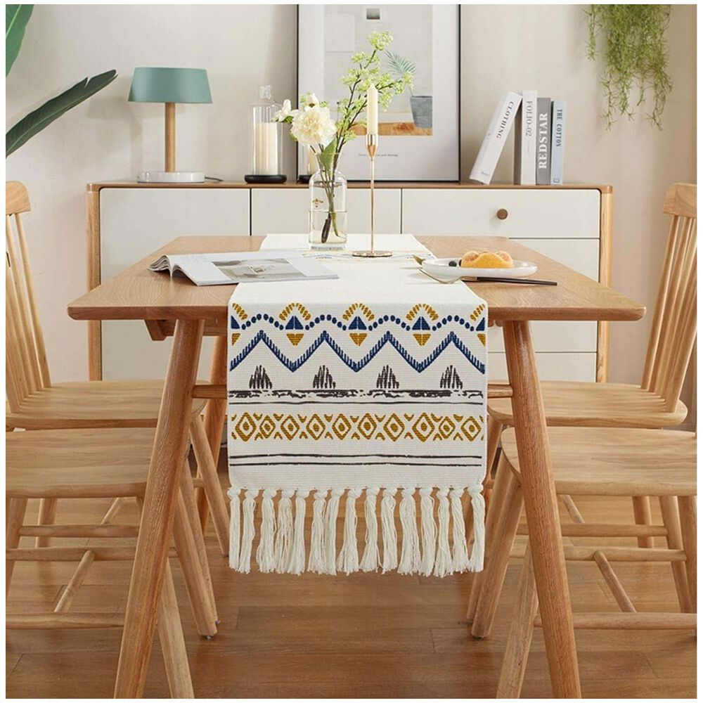 Camino De Mesa De Lino Tejido Con Dise&ntilde;o 35*180cm Mod06 image number 0.0