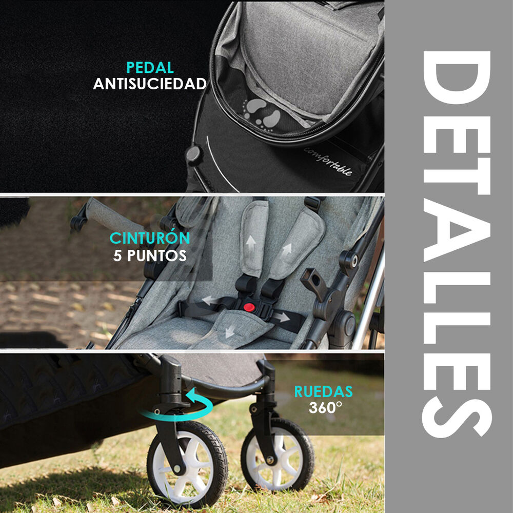 Coche Cuna 2 En 1 Multiposiciones Comfortable Negro Babymine image number 7.0