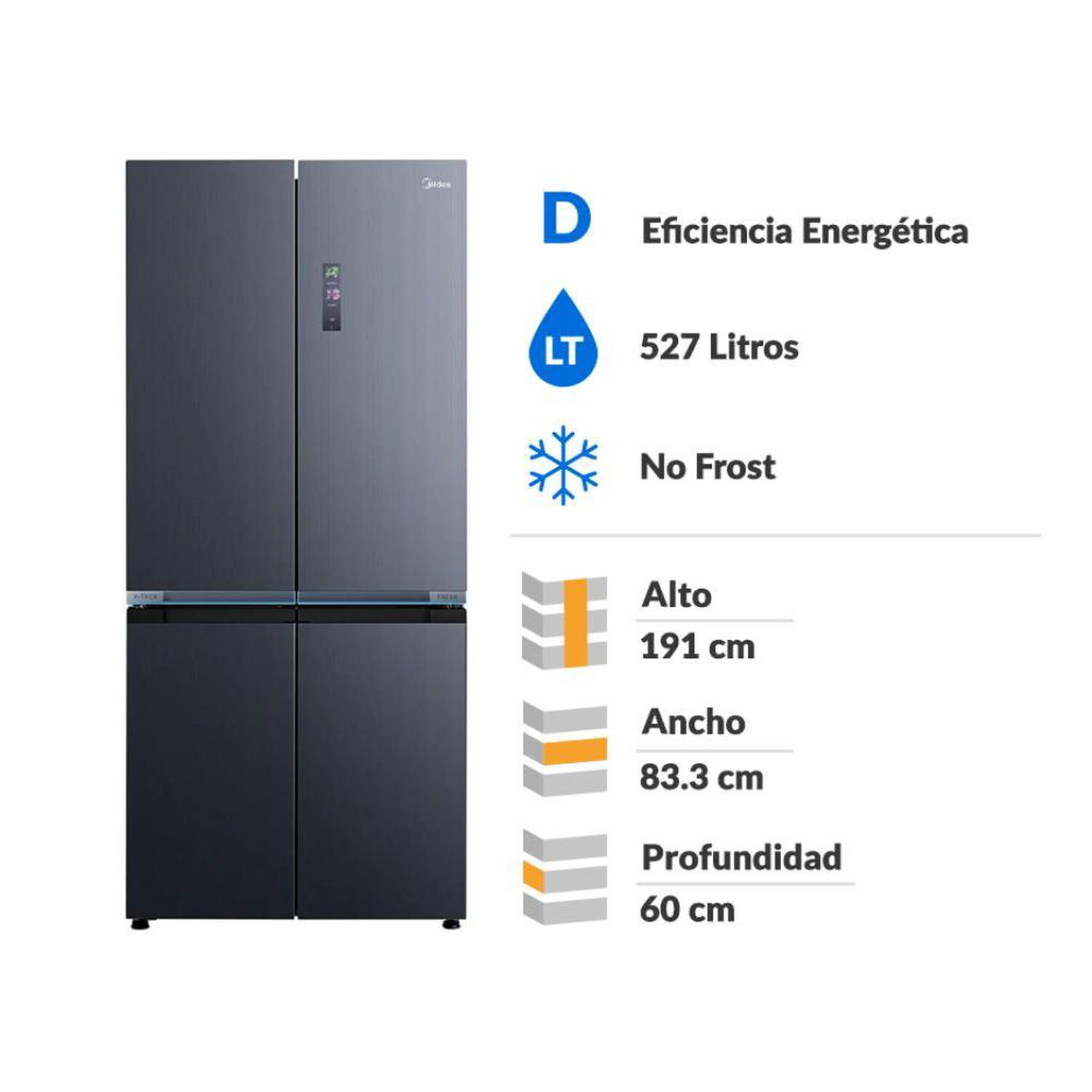 Refrigerador PERFECT FIT Side by Side Midea MDRMD706BIE70 / No Frost / 527 Litros / D image number 1.0