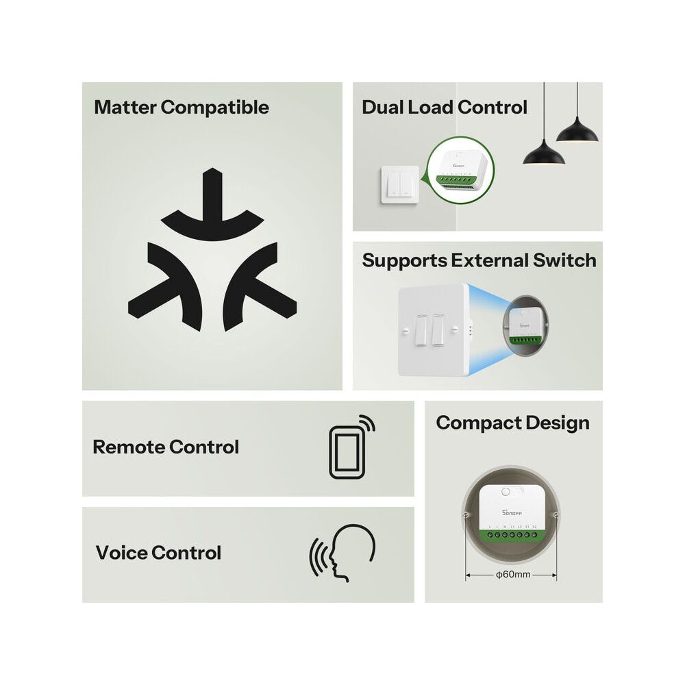 Interruptor Wifi De 2 Canales Sonoff Mini-2gs Con Matter image number 3.0