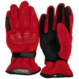 Guantes Para Moto De Polar Con Protecci&oacute;n Nudillos Rojo - Ps