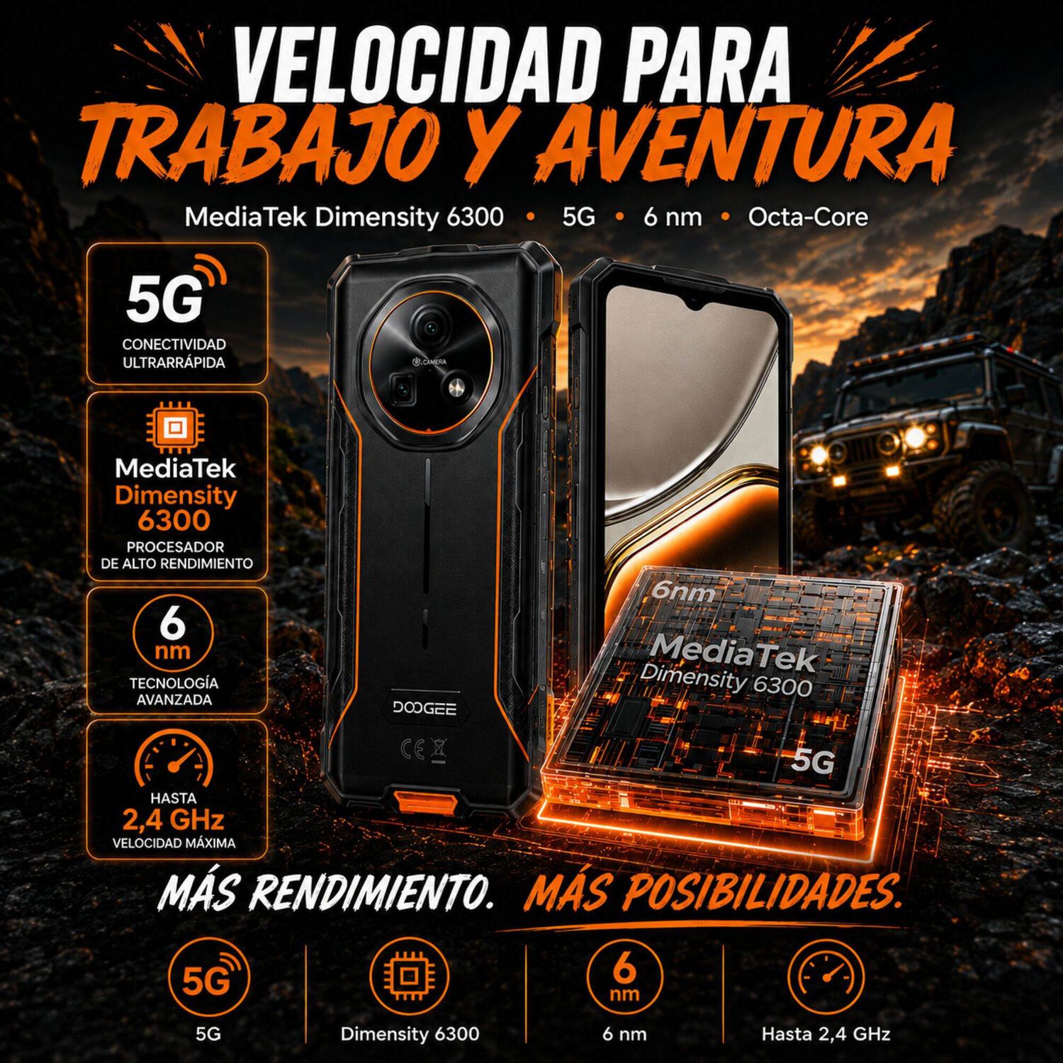 Doogee Fire 7 | Tel&eacute;fono Rugged 5g Con Bater&iacute;a De 13.000 Mah image number 5.0