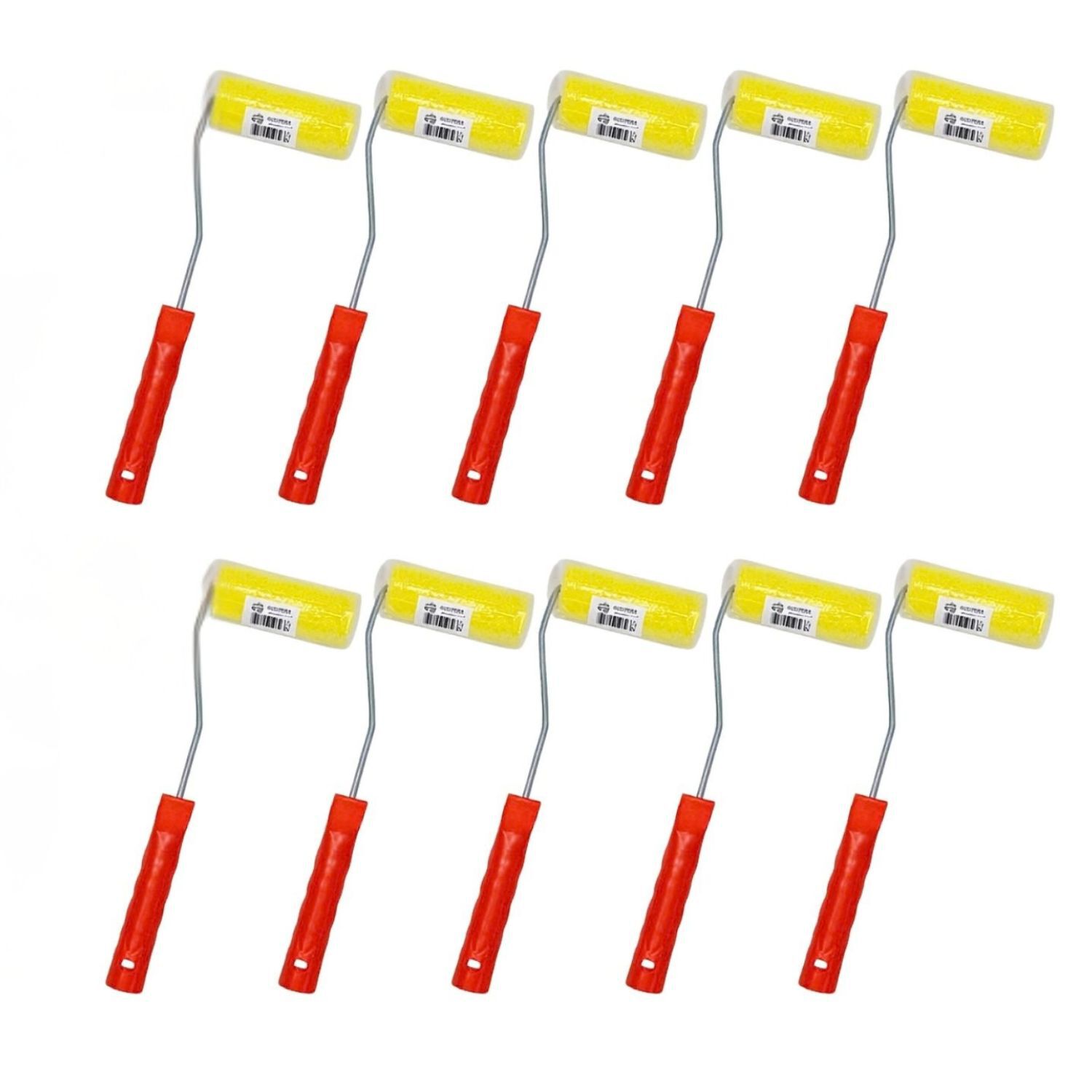 Set 10 Rodillos Esponja 4 Pulgadas Mango Plastico Pintar image number 0.0