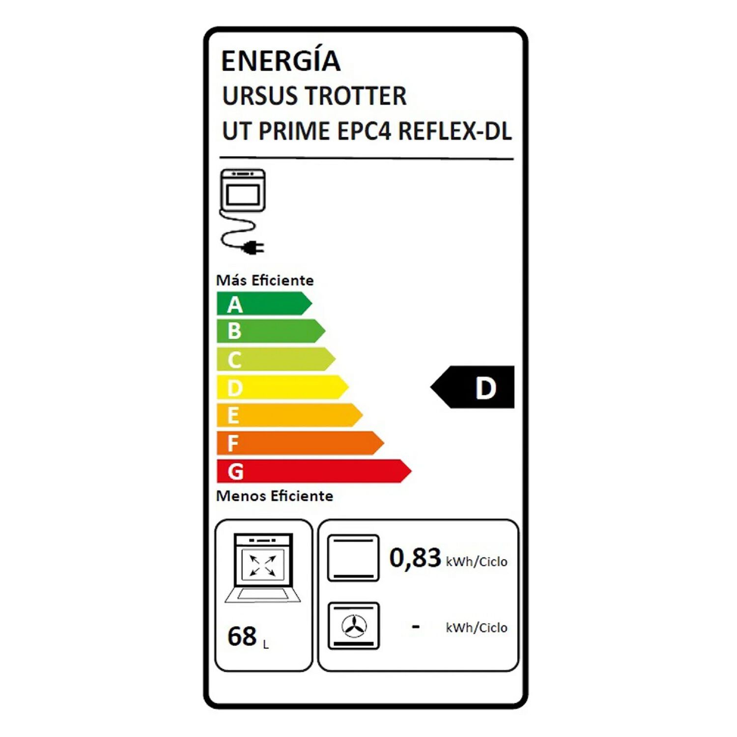 Horno El&eacute;ctrico Ursus Trotter Epc4 Reflex Dl 68 Lt image number 2.0