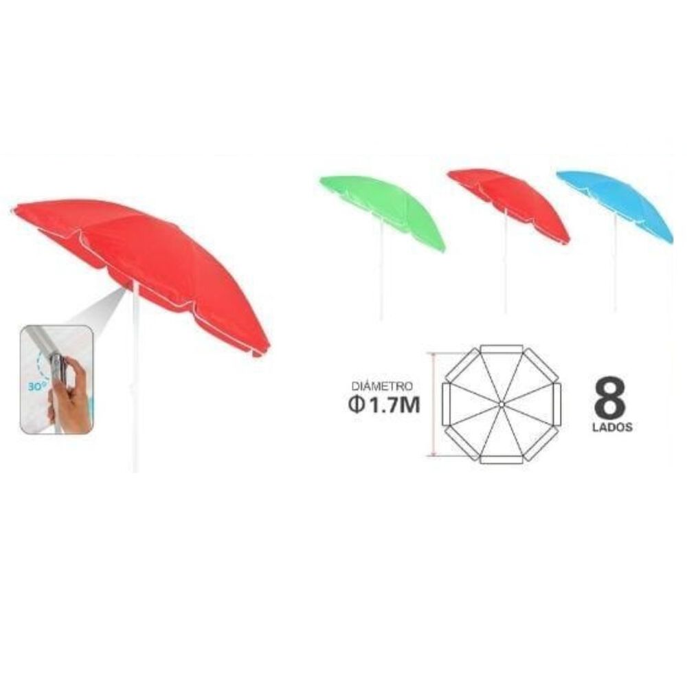 Sombrilla Reclinable 1.7 Mts Diametro Playa Camping Diseño Unicolor image number 1.0