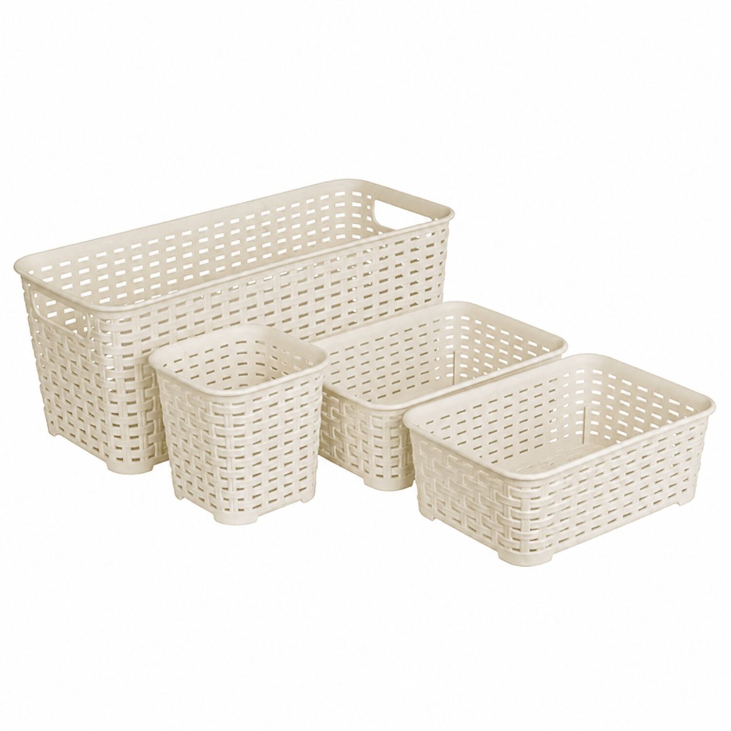 Set De 4 Canastillas Canastas Organizadoras Color Beige image number 2.0