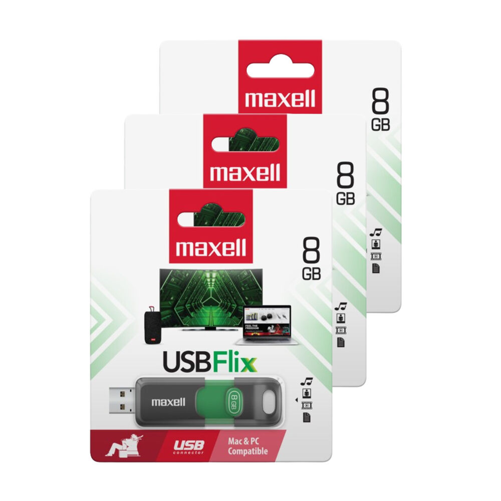 MAXELL Pack 3 Pendrive Maxell Flix 8gb 2.0