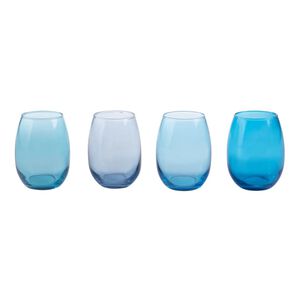 Set 4 Vasos De Vidrio Stemless Azules 430 Ml