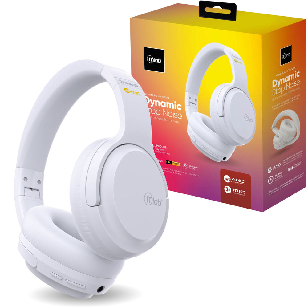 Audifonos Bluetooth Mlab Dynamic Stop 32h Bat Anc C/mic Blanco image number 2.0