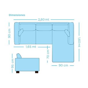 Sof&aacute; Seccional Living Factory Samy Derecho / 4 Cuerpos