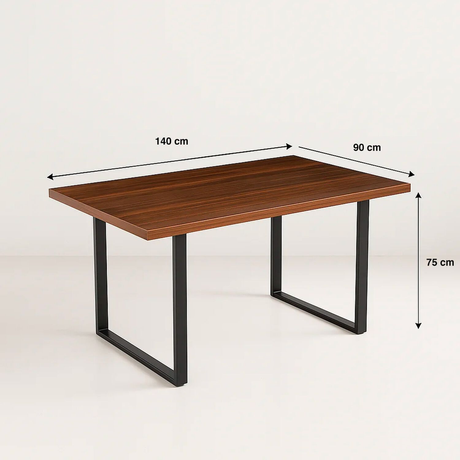 Mesa De Comedor Estilo Industrial 140x90 - Madera Oscura Walnut image number 3.0