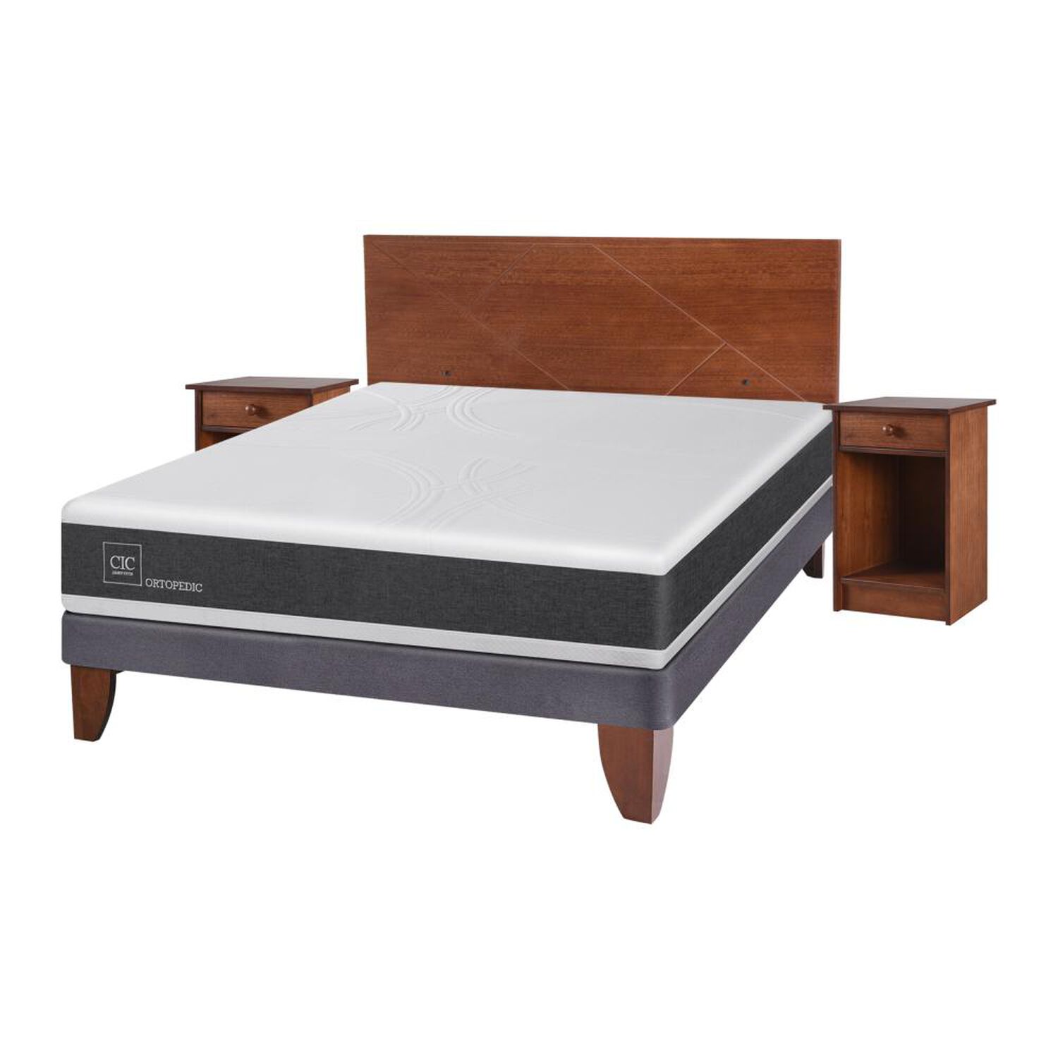 Cama Europea Cic Ortopedic / 2 Plazas / Base Normal + Set De Maderas image number 1.0