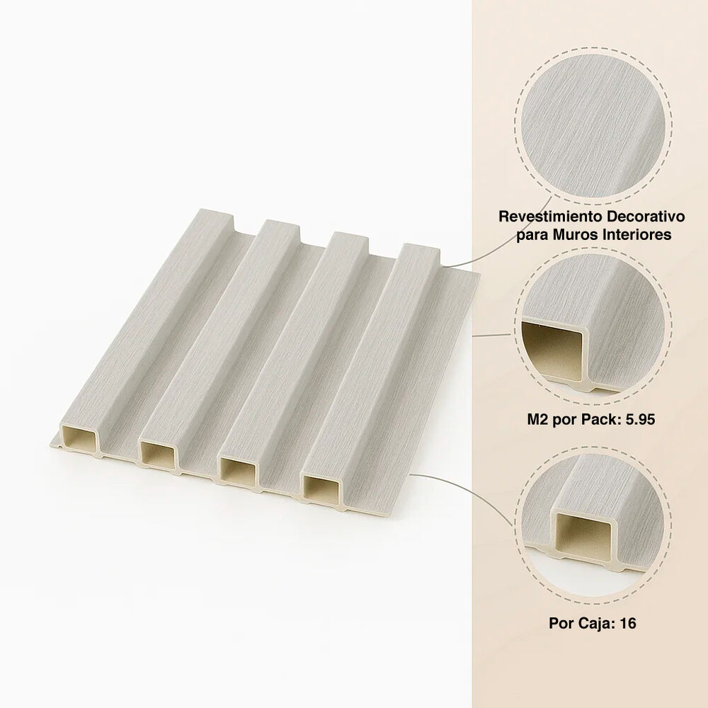 Pack De 16 Revestimientos Siding Wpc Interior Color Blanco image number 4.0