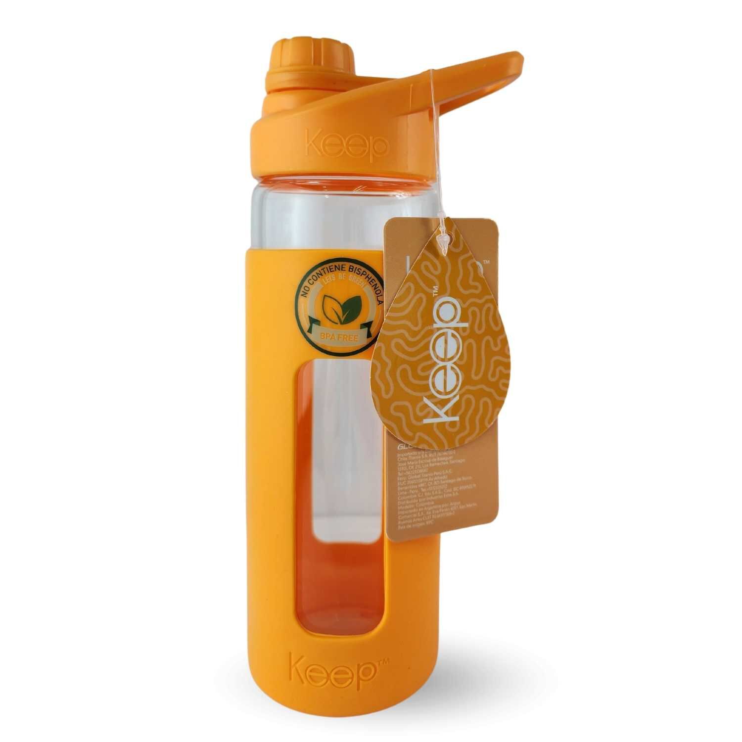 Botella Keep 470ml Vidrio Protector Agua Deportes Outdoor Naranja image number 0.0