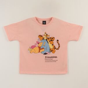 Polera Manga Corta Ni&ntilde;a Rosado Winnie & Friends Disney