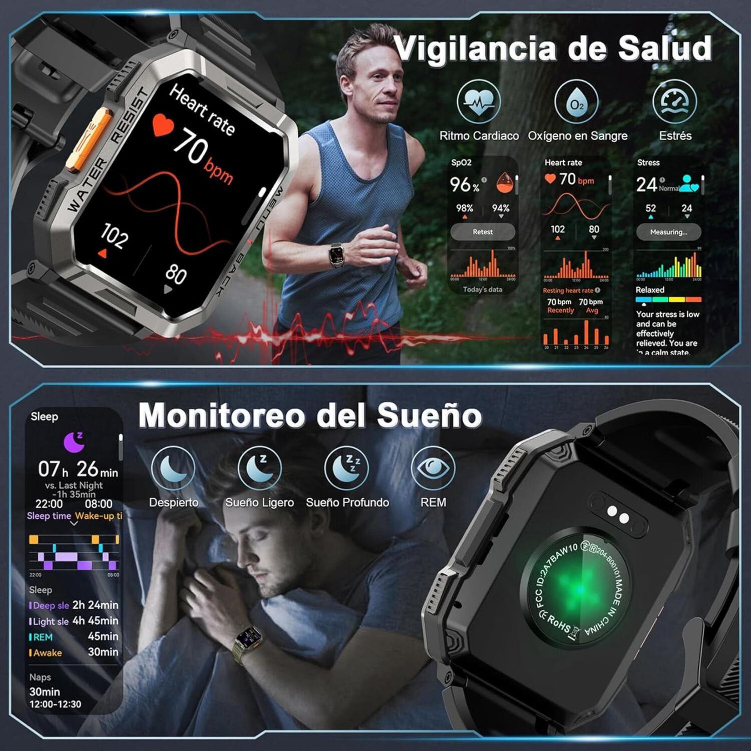 Blackview W80 Pro: Smartwatch Rugerizado, Bater&iacute;a 15 D&iacute;as image number 4.0