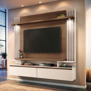 Home Tv Panel Tur&iacute;n 55" 181x169x33 Cm Casta&ntilde;o Off White
