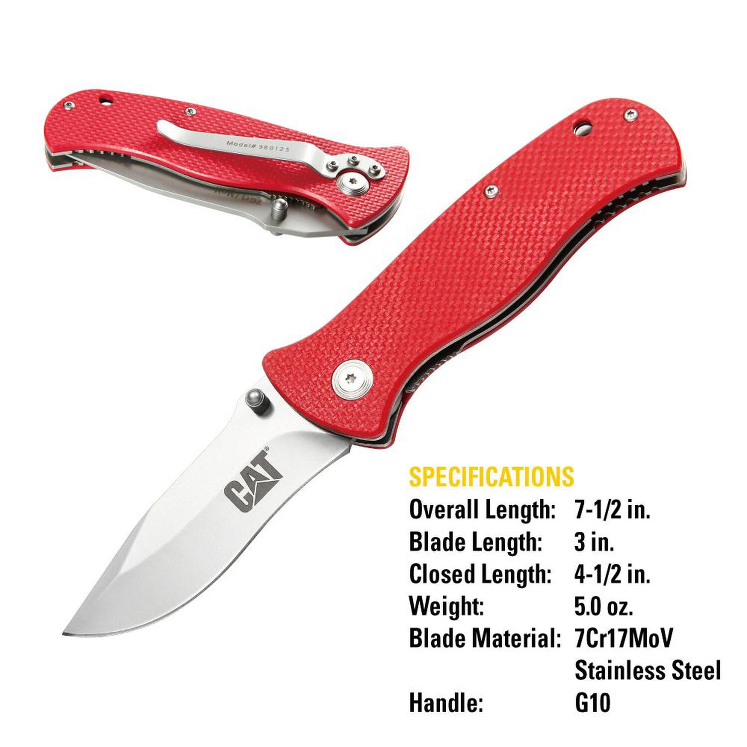 Cuchillo Navaja Plegable Cat 980125 Punta Curva image number 1.0