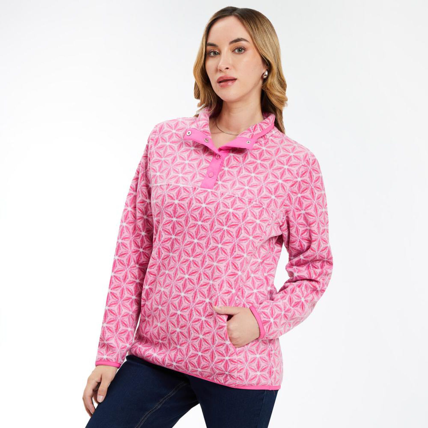 Poler&oacute;n Polar Print Cuello Alto Mujer Geeps image number 2.0