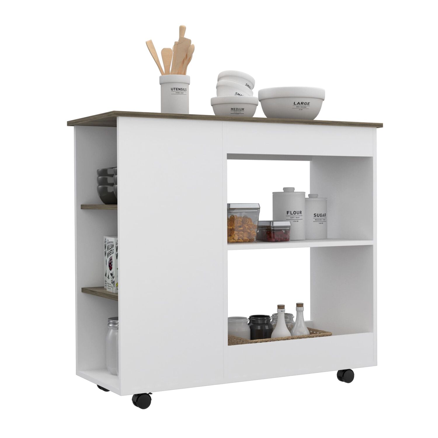 Isla De Cocina Con Ruedas Fm-002b Blanco image number 1.0