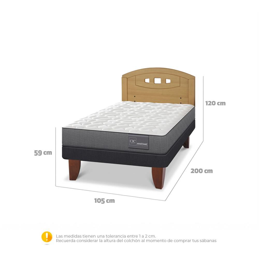 Cama Europea Cic Anatomic / 1.5 Plazas / Base Normal + Respaldo image number 4.0
