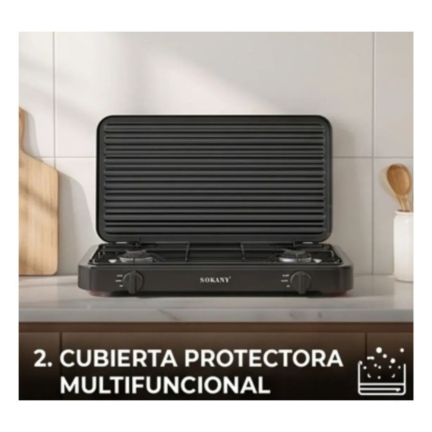 Cocina A Gas Port&aacute;til Sokany Sk-6002 2 Quemadores image number 2.0